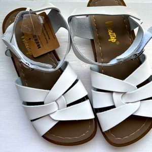 White leather girls sandals